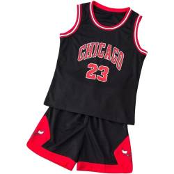 Basketball Trikot Kinder, Kinder Basketball Jersey, Basketball Trainings Trikot Kinder ärmellos Trikot und Short 2-Teilige Outfits, Kinder Basketball Trikot üR Jungen Von 4-14 Jahren Rot/Schwarz von TenhCreek