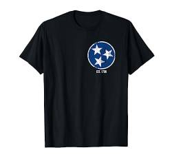 3 Star TN State Flag Blue and White Tennessee Flag Est. 1796 T-Shirt von Tennessee Flag Shirts Design Studio