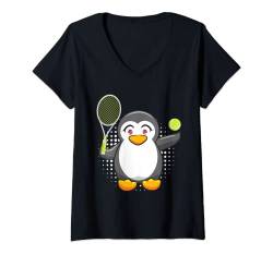 Damen Tennis Pinguin Kinder Tennis T-Shirt mit V-Ausschnitt von Tennis Shirt Herren und Tennis Damen Geschenke