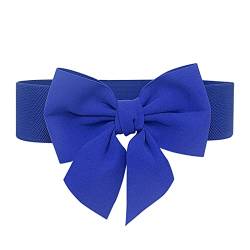 Tenorbass Damen Bowknot breiten Gürtel, elastische Vintage große Schleife Gürtel für Kleider Mädchen niedlich Taille Gürtel für Weihnachten Party Adorable Dress Accessoire (blau Taille Gürtel) von Tenorbass