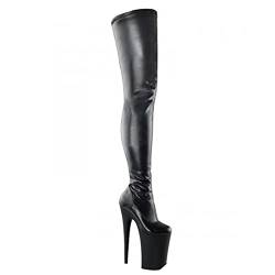 High Heels 20Cm / 7.87In Sexy Lack Leder Overknee Damen Oberschenkel Stiefel High Fetisch Overknee Plateau Stiletto Heel Plus Größe Unisex,Schwarz,44 EU von Tent