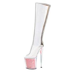 Tent Sexy High Heels 20 cm Extreme High Heels + 10 cm Transparente Plattform PVC Overknee Transparente Schritt Stiefel Herren Übergröße,A,46 EU von Tent