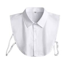 Frauen Kragen Abnehmbare Hälfte Shirt Bluse In Baumwolle Weiß von Teogneot