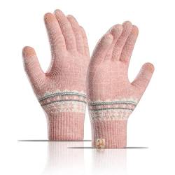 Teogneot Damen Handschuhe Warme Winter Handschuhe für Damen Touchscreen Handschuhe Full Finger Fäustlinge (rosa) von Teogneot