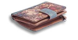 Kork Geldbeutel aus Kork-Leder für Damen - mit Kartenfächern und Geldfach mit Reißverschluss, Damengeldbörse (Blue) von Tepcor