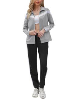 Terecey Jogginganzug Damen Set Trainingsanzug Streatwear Trainingsanzüge für Damen Freizeitanzug Langarm Sport Bekleidung Frauen Sportanzug Sportjacke Sporthose Tracksuit von Terecey