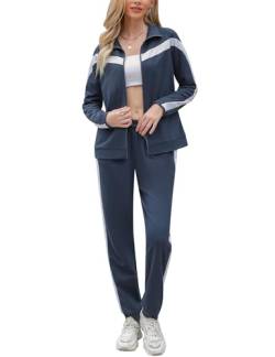 Terecey Trainingsanzug Damen Jogginganzug Set Freizeitanzug Frauen Baumwolle Streatwear Trainingsanzüge Langarm Sportanzug Sportjacke Sporthose Tracksuit von Terecey