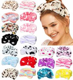 20 Stück Gesichts-Spa-Stirnband, weiches Korallen-Fleece, Make-up-Stirnband, Schleife, Haarband, Kopfwickel zum Waschen des Gesichts, elastische Kopfwickel für Frauen und Mädchen von Tergy