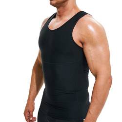 Herren-Kompressions-Shirt, Unterhemd, Body-Shaper, Weste, Workout-Tank-Top, Shapewear für Bauchmuskeln, Schwarz, 3X-Groß von Terland
