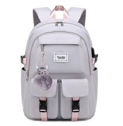 Ternbay Wasserdicht Frauen Rucksack Netter Schulrucksack für Mädchen Mode Laptop Rucksack für Frauen Grau von Ternbay