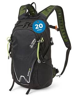 Terra Peak Wanderrucksack 20L Damen Herren Active 20 Erwachsene schwarz klein - Trekking-Rucksack ergonomisch - Outdoor Daypack Tagesrucksack wasserdicht, leicht mit Rückenbelüftung von Terra Peak