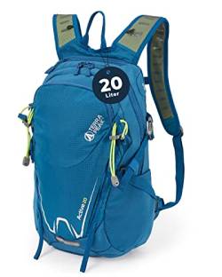 Terra Peak Wanderrucksack 20L Damen Herren Active 20 blau klein - Trekking- Touren-Rucksack - Wasserdichter Daypack Skirucksack - Survival Wander- & Fahrrad-Rucksack mit Regenhülle von Terra Peak