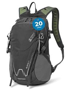 Terra Peak Wanderrucksack 20L Damen Herren Active 20 grau klein - Outdoor-Rucksack wasserdicht - zum Wandern und Camping - mit integriertem Trinksystem und Laptop-Fach - unisex daypack von Terra Peak