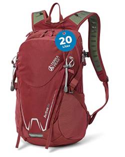 Terra Peak Wanderrucksack 20L Herren Damen Active 20 rot klein - Arbeit Daypack & Fahrrad-Rucksack - Outdoor Tages-leicht wasserdicht zum Wandern & Sport - abnehmbarer Hüftgurt Erwachsene von Terra Peak