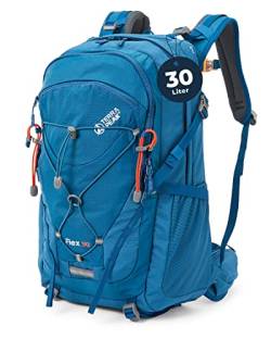 Terra Peak Wanderrucksack 30L Damen Herren Flex 30 Erwachsene blau klein - Outdoor Fahrrad-Touren- Wasserdichter Daypack Skirucksack - Survival Wander-Rucksäcke leicht zum Wandern von Terra Peak