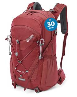 Terra Peak Wanderrucksack 30L Flex 30 Herren Damen rot - Outdoor Tages-rucksack zum wandern - Daypack leicht wasserdicht Sport-aktivitäten - ergonomischer Rucksack mit abnehmbarem Hüftgurt Erwachsene von Terra Peak