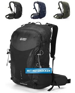 Terra Peak - Wanderrucksack Airant 30 Rucksack für Damen & Herren schwarz - Trekking zum Wandern und Camping mit belüftetem Netzrücken und Trinksystem-Vorbereitung - unisex Backpack leicht von Terra Peak