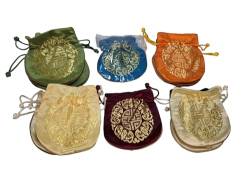 3 x buddhistische Mönchs-Mala-Tasche aus Baumwolle, mehrfarbig, bestickt mit Kordelzug, Mehrfarbig/Meereswellen (Ocean Tides), Bestickt mit Kordelzug von Terrapin Trading