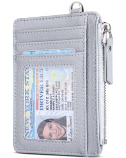 Teskyer Kartenetui, Slim Wallet mit Münzfach, Card Holder Wallet, Karten Portemonnaie, RFID-Schutz, Minimalistischer, mit Reißverschluss, Fasst bis zu 8 Karten, Licht Grau von Teskyer