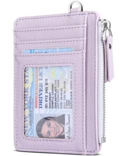 Teskyer Kartenetui Damen, Slim Wallet mit Münzfach, Card Holder Wallet, Karten Portemonnaie, RFID-Schutz, Minimalistischer, mit Reißverschluss, Fasst bis zu 8 Karten, Licht Violett von Teskyer