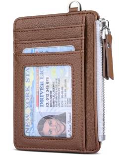 Teskyer Kartenetui Herren, Slim Wallet mit Münzfach, Card Holder Wallet, Karten Portemonnaie, RFID-Schutz, Minimalistischer, mit Reißverschluss, Fasst bis zu 8 Karten, Braun von Teskyer