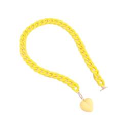 Tesselite Acryl-Halskette, mattes Acryl, Liebesherz-Anhänger-Halskette für Frauen, bunte lange Kette, Halsband-Halskette, modische Party-Schmuckgeschenke, 1 Stück, gelbe Farbe, Einheitsgröße von Tesselite