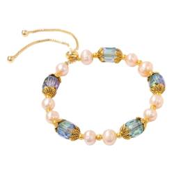 Tesselite Stein-Armband – exquisites Perlenketten-Armband, blaugrünes, facettiertes Kristall-Armband, gelbes Spacer-Perlen-Armband, glänzender Schmuck, Geschenk für Frauen, Blau, Einheitsgröße von Tesselite