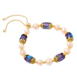 Tesselite Stein-Armband – exquisites Perlenketten-Armband, blaugrünes, facettiertes Kristall-Armband, gelbes Spacer-Perlen-Armband, glänzender Schmuck, Geschenk für Frauen, dunkelblau, Einheitsgröße von Tesselite