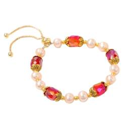 Tesselite Stein-Armband – exquisites Perlenketten-Armband, blaugrünes, facettiertes Kristall-Armband, gelbes Spacer-Perlen-Armband, glänzendes Schmuck-Geschenk für Frauen, rot, Einheitsgröße von Tesselite