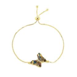 Tesselite Steinarmband – Buntes Zirkon-Schmetterlingsarmband, luxuriöses gelbes Kettenarmband, Damenschmuck, geeignet für jeden Anlass, H, Einheitsgröße von Tesselite
