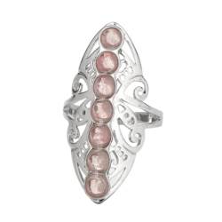 Tesselite Steinring-7 Chakra Steinperle Fingerringe Balance Meditation Charme Einstellbar Yoga Hohle Blume Frauen Ring Urlaub Geschenke, Wassermelonenkristall, Einheitsgröße von Tesselite