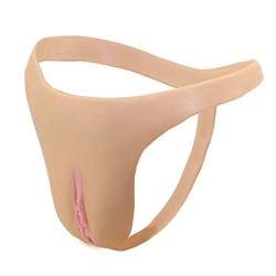 Men Hiding Gaff Panty, Fake Viginal Silicone Panties Camel Toe Control Thong with Catheter for Crossdresser Transgender Cosplay (AD56T~2) von Tex-Eorey