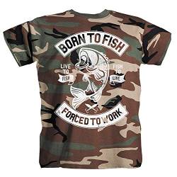 Born to Fish Angler Angeln fischen Fischer Angel Hobby Fisch Woodland T-Shirt Shirt (5XL) von Tex-Ha