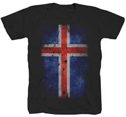 Island Fahne Schweden Norwegen Wikinger Ragnar Schottland Viking sw T-Shirt Shirt XL von Tex-Ha