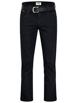 Texas Wrangler Stretch Herrenjeans mit Gürtel in schwarz oder braun (W34/L30, Blackoverdye + schwarzer Gürtel) von Texas