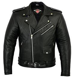 TEXPEED Motorrad lederjacke herren mit protektoren - Marlon Brando Retro Chopper Rockerjacke - Mit Original Biker Rüstung (EN 1621-1) Schutz Schwarz - 8XL von Texpeed