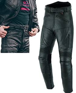 TEXPEED Motorradhose Leder Herren mit Protektoren - Schwarz Lederhose Echtleder Top-Grain-Leder mit Rüstung (EN 1621-1) Biker gepanzerte - L Taille/Kurz Bein von Texpeed