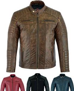 Texpeed Lederjacke herren schaffell echtleder - Lässige motorrad bikerstil jacke mantel Braun - 3XL von Texpeed