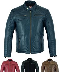 Texpeed Lederjacke herren schaffell echtleder - Lässige motorrad bikerstil jacke mantel Marine - 3XL von Texpeed