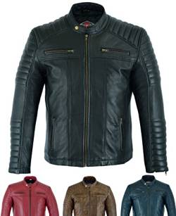 Texpeed Lederjacke herren schaffell echtleder - Lässige motorrad bikerstil jacke mantel Schwarz - 3XL von Texpeed