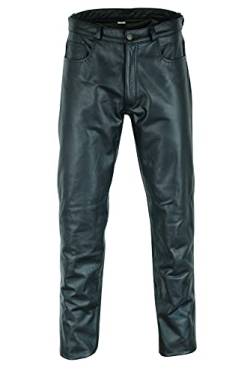 Texpeed Lederjeans Herren Rindsleder Oben genarbtes Echtleder - Lässige Motorrad Biker Lederhose Schwarz - XL von Texpeed