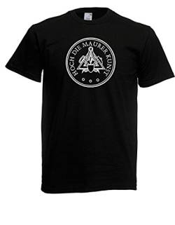 T-Shirt - HOCH DIE Maurer Kunst Zunftwappen Logo (Schwarz, XL) von Textilhandel Hering
