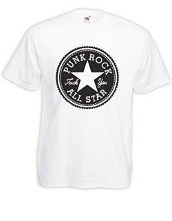 T-Shirt - Punk Rock All Star (Weiß, 4XL) von Textilhandel Hering