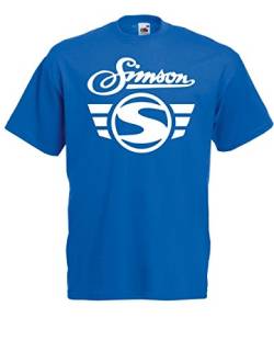 T-Shirt - Simson Logo + Schrift (Blau, L) von Textilhandel Hering