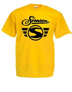 T-Shirt - Simson Logo + Schrift (Gelb, S) von Textilhandel Hering