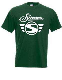 T-Shirt - Simson Logo + Schrift (Grün, XL) von Textilhandel Hering