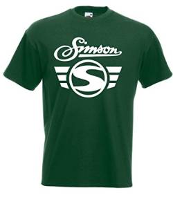 T-Shirt - Simson Logo + Schrift (Grün, XS) von Textilhandel Hering