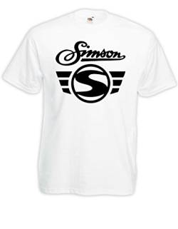 T-Shirt - Simson Logo + Schrift (Weiß, 4XL) von Textilhandel Hering