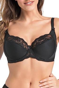 Teyli BH Damen - Minimizer BH mit Bügel - BH Grosse Grössen - BH Große Brüste - Komfort Starker Halt BH - Damen Bügel Minimizer - BH Damens Frauen Bra Schwarz 105D von Teyli