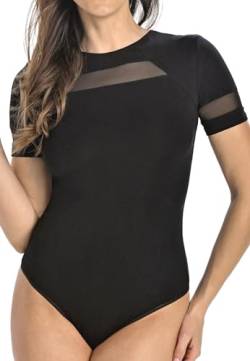 Teyli Body Damen Kurzarm - Damen Body Kurzarm - Body Kurzarm Damen - Kurzarmmbody Damen - Skims Body - Kurzarm Bodysuit für Damen Schwarz XXL von Teyli